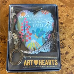 Art Hearts by Demdaco. Collectible Decorative friendship Heart with Key. New
